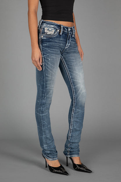 Daphne Straight Jeans in Medium Blue