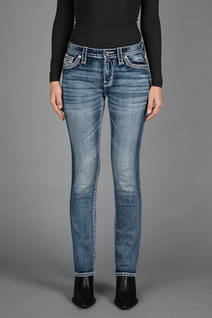 Janessa Straight Jeans in Medium Blue