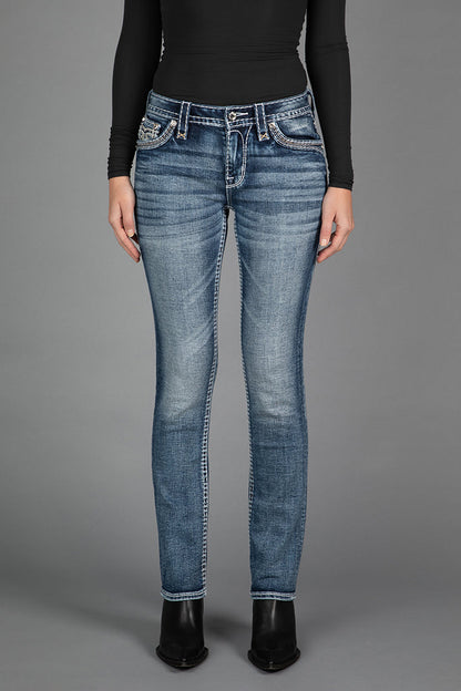 Janessa Straight Jeans in Medium Blue