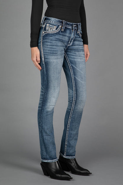 Janessa Straight Jeans in Medium Blue
