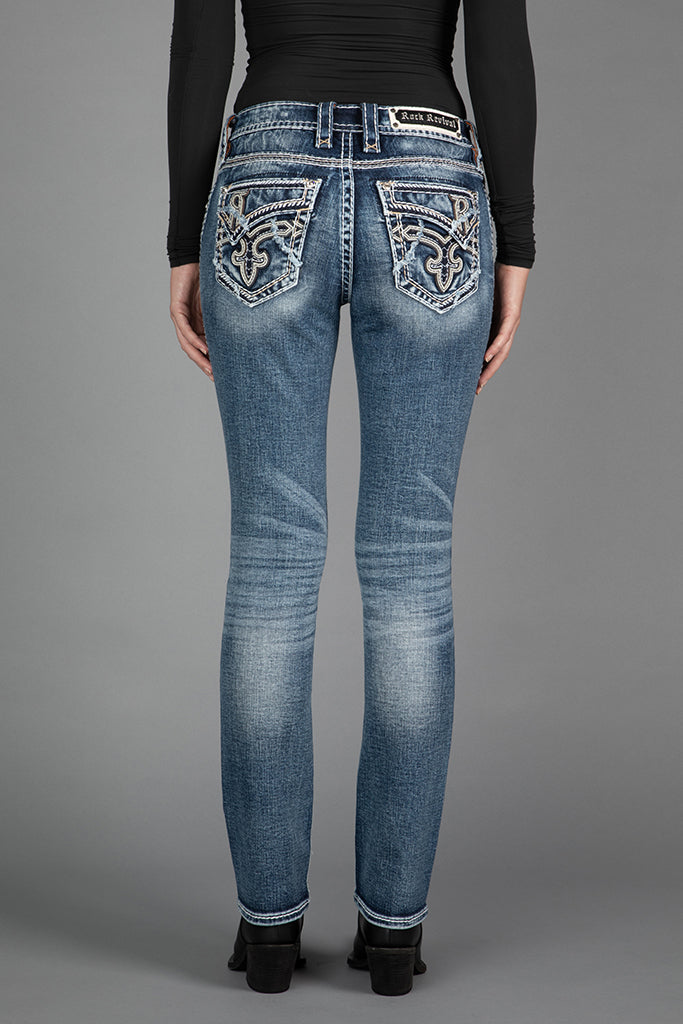 Janessa Straight Jeans in Medium Blue
