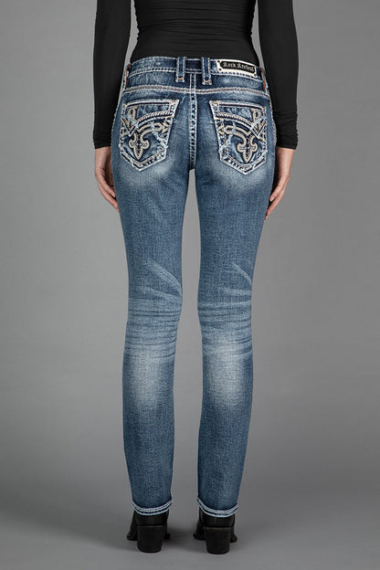 Janessa Straight Jeans in Medium Blue