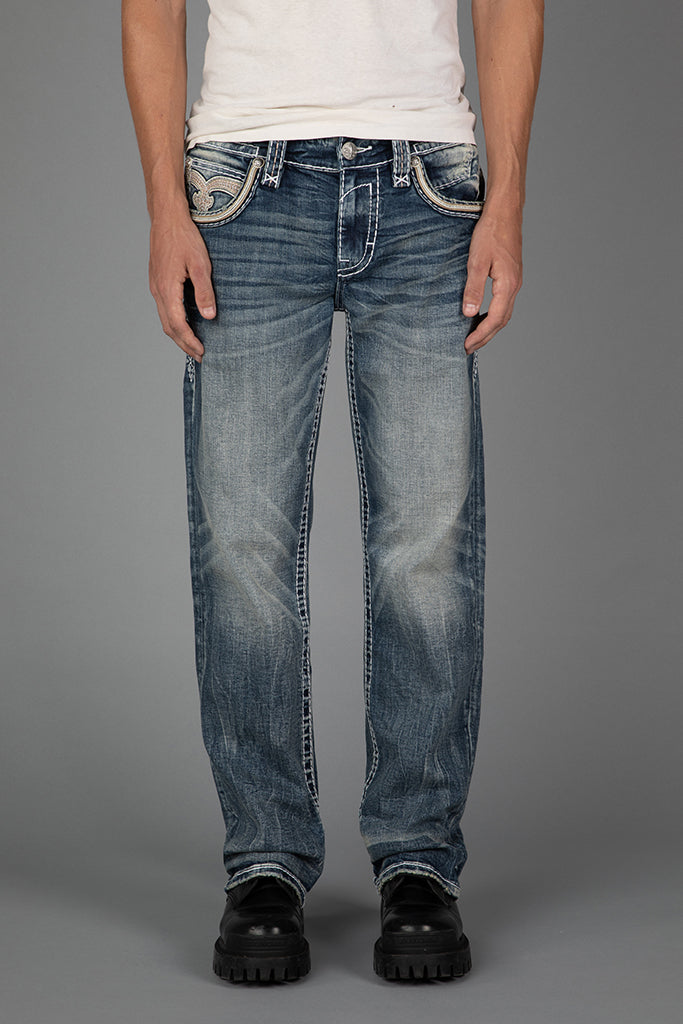 Eggplant Bootcut Jeans in Medium Blue