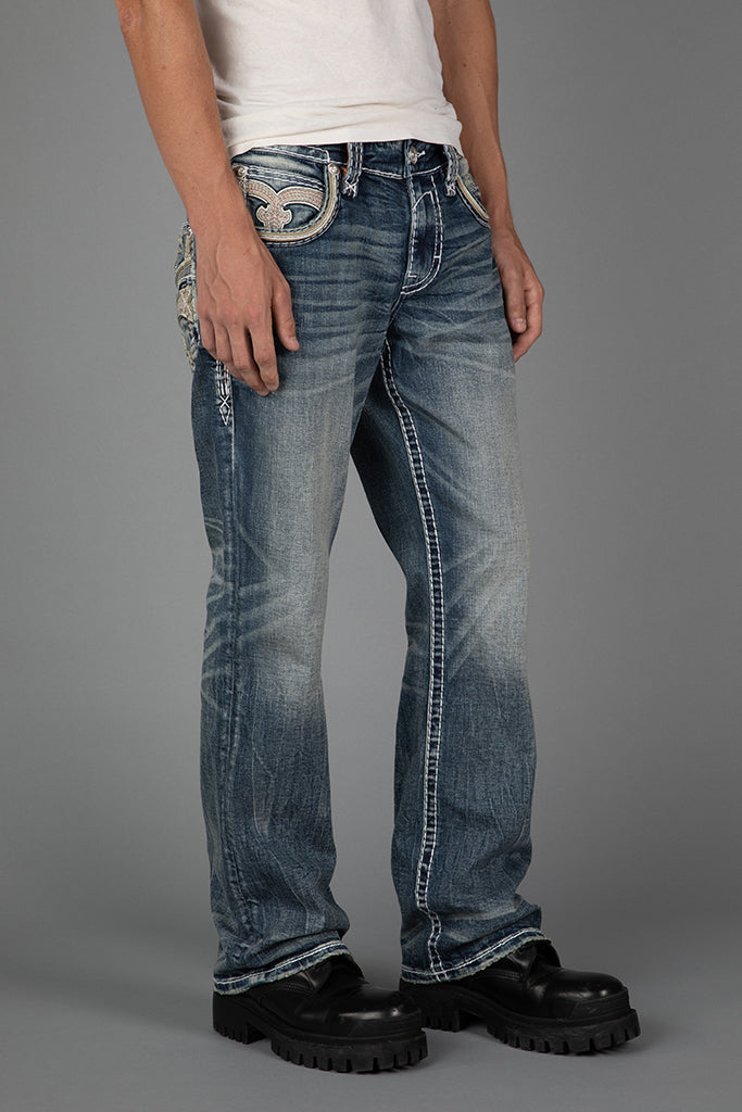 Eggplant Bootcut Jeans in Medium Blue