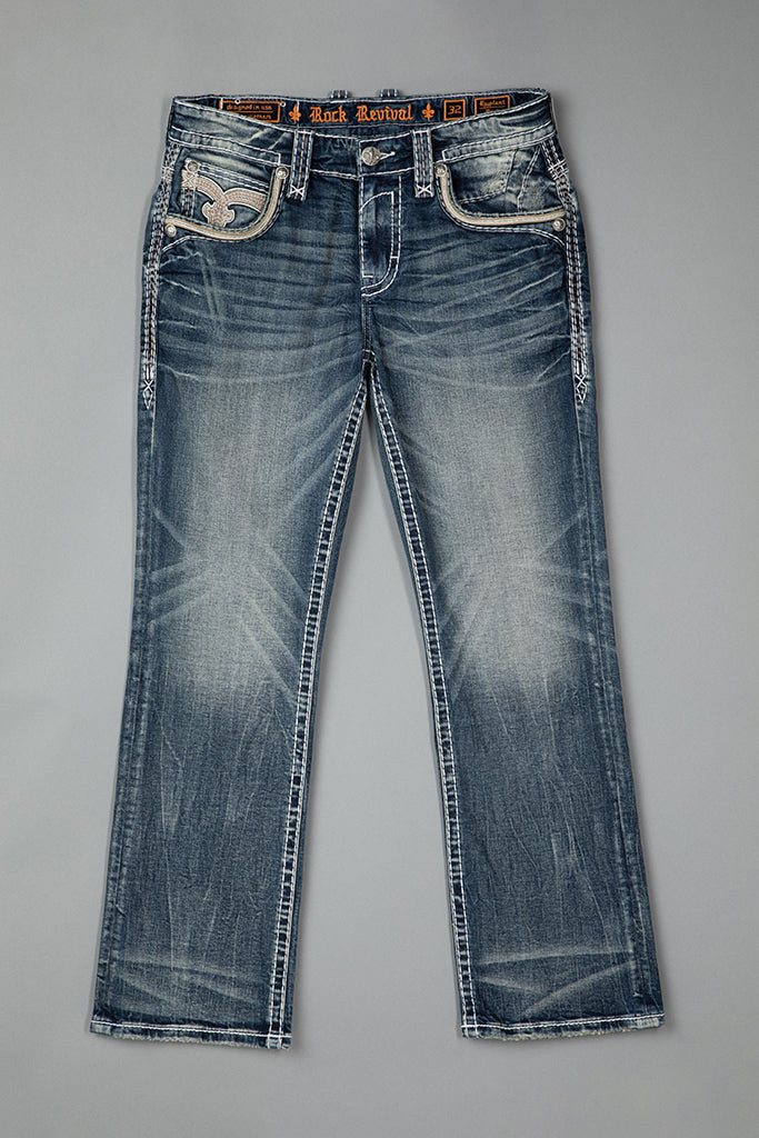 Eggplant Bootcut Jeans in Medium Blue