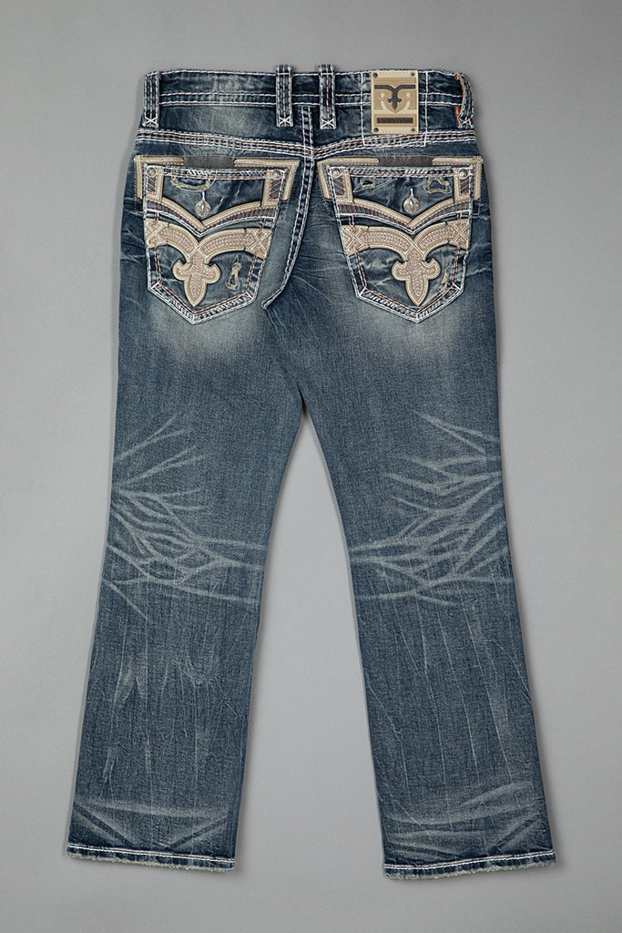 Eggplant Bootcut Jeans in Medium Blue