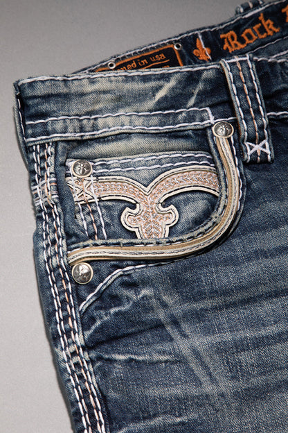 Eggplant Bootcut Jeans in Medium Blue