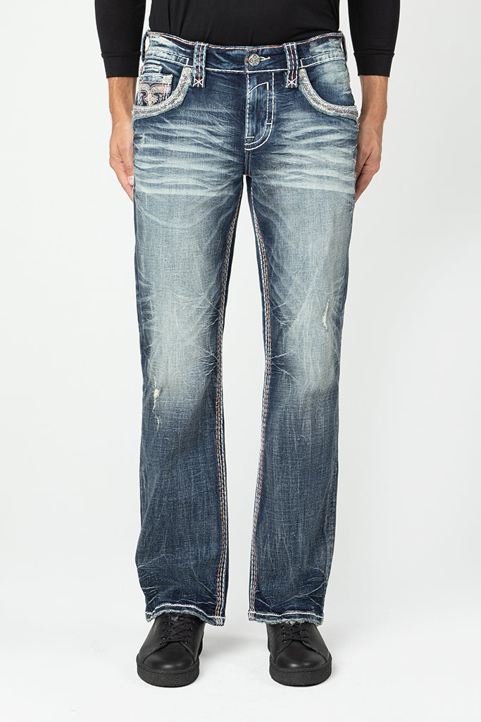 Zaid In Dark Blue Bootcut Jeans