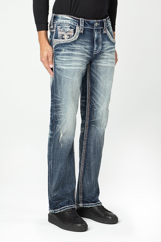 Zaid In Dark Blue Bootcut Jeans