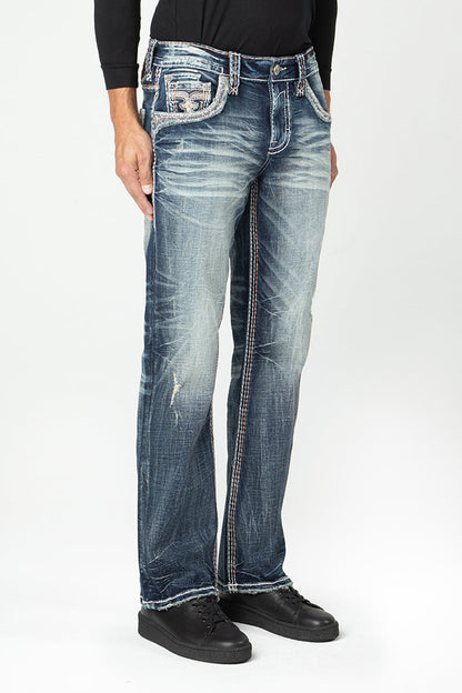 Zaid In Dark Blue Bootcut Jeans