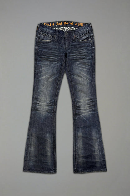 Gwen Super Low-Rise Bootcut Jeans in Dark Blue II