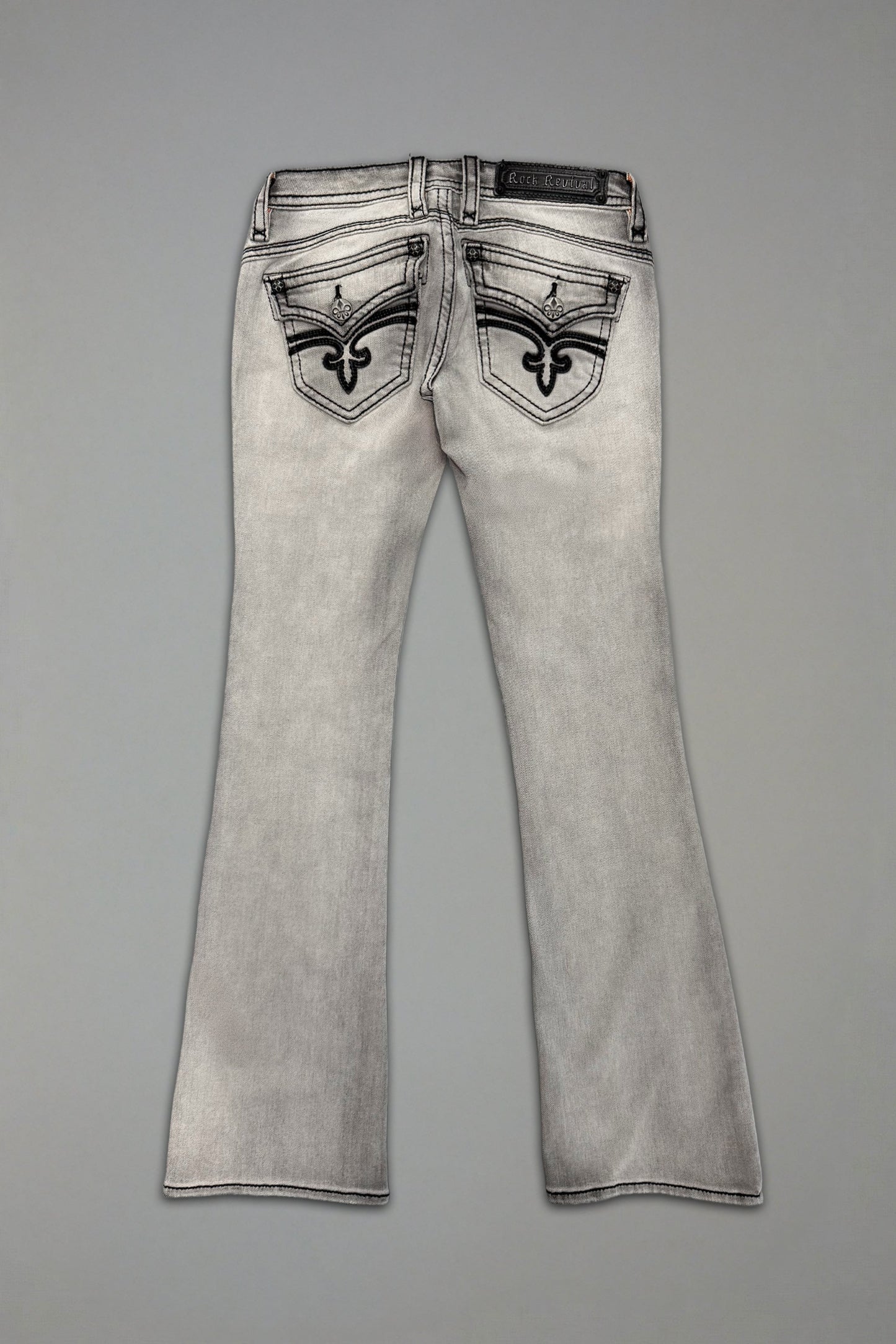 Gwen Super Low-Rise Bootcut Jeans in Gray