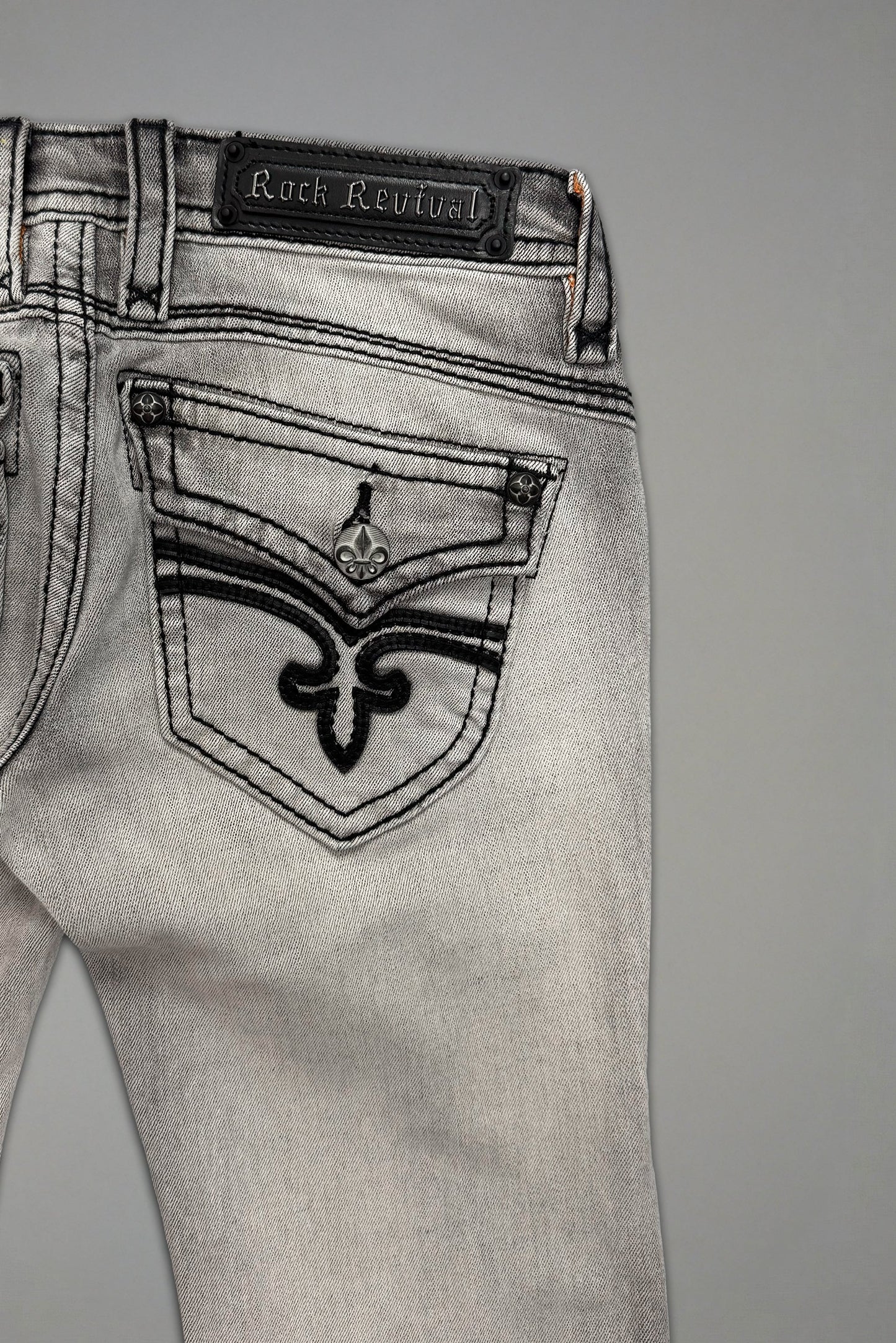 Gwen Super Low-Rise Bootcut Jeans in Gray