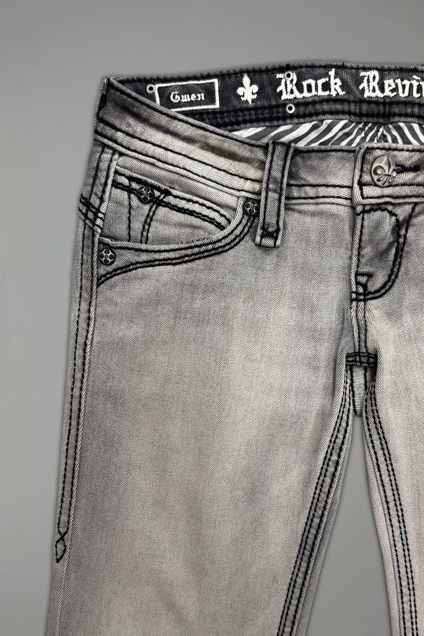 Gwen Super Low-Rise Bootcut Jeans in Gray