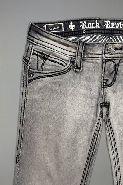 Gwen Super Low-Rise Bootcut Jeans in Gray