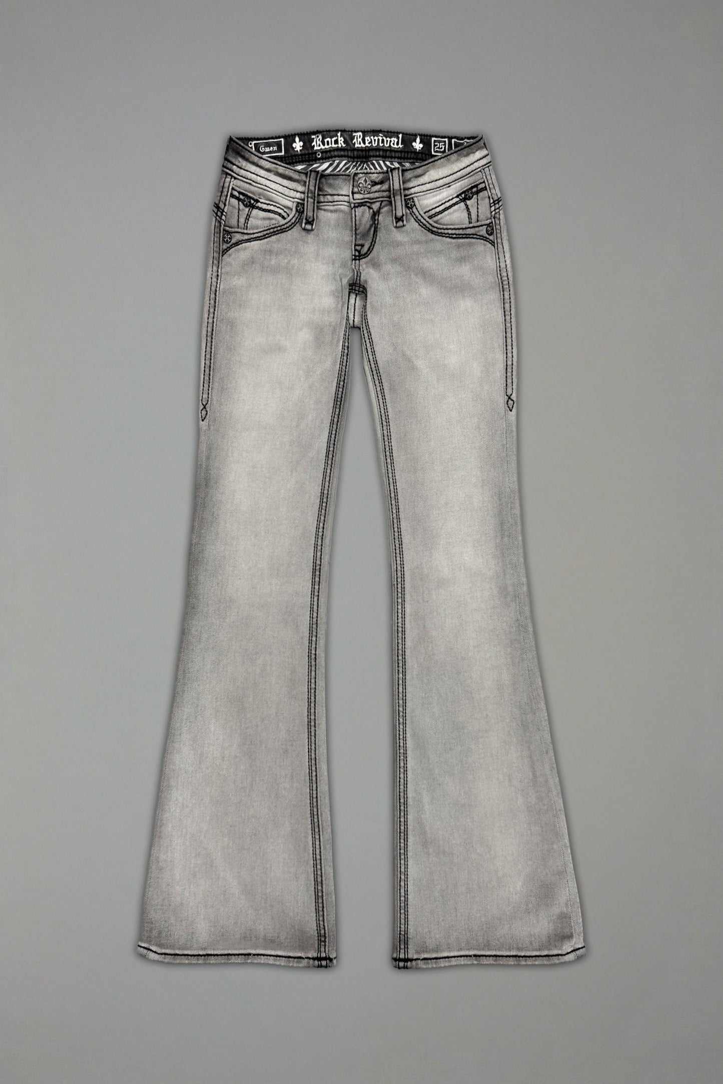 Gwen Super Low-Rise Bootcut Jeans in Gray