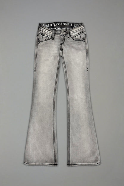 Gwen Super Low-Rise Bootcut Jeans in Gray