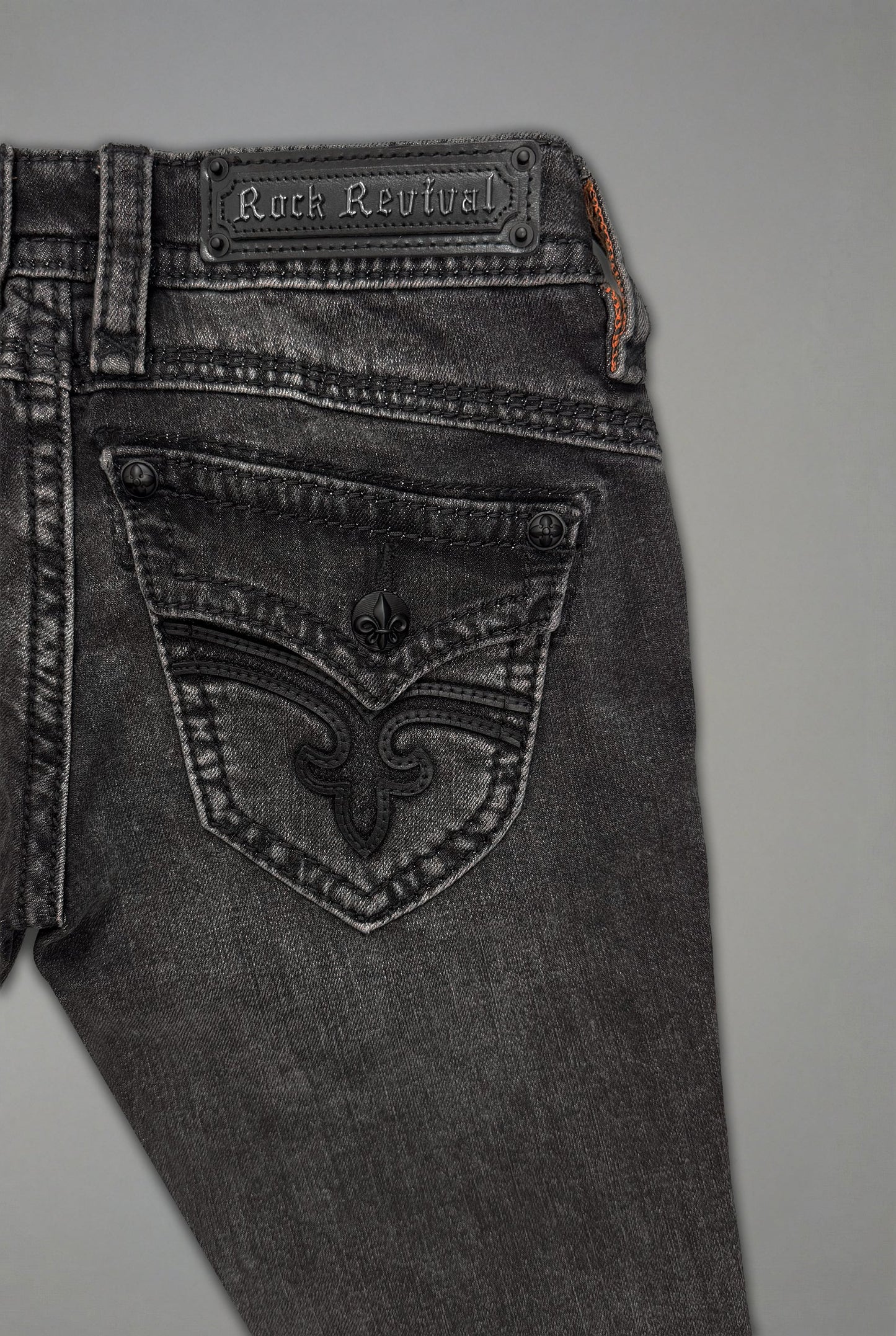 Gwen Super Low-Rise Bootcut Jeans in Faded Black