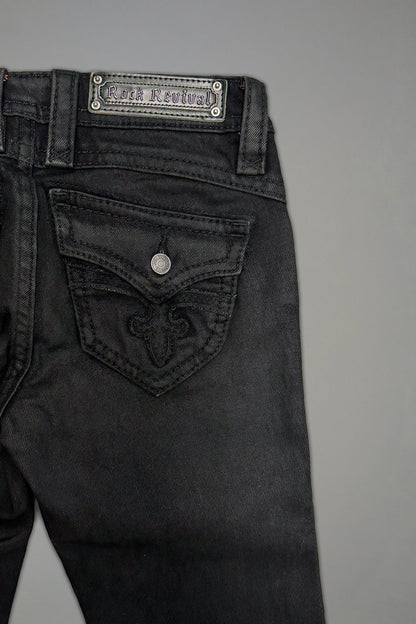 Gwen Super Low-Rise Flare Jeans in Black Coating