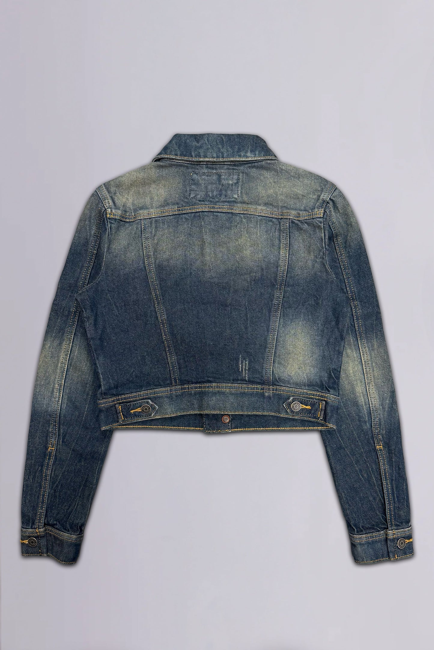 Gwen Cropped Fitted Denim Jacket in Desert Sand