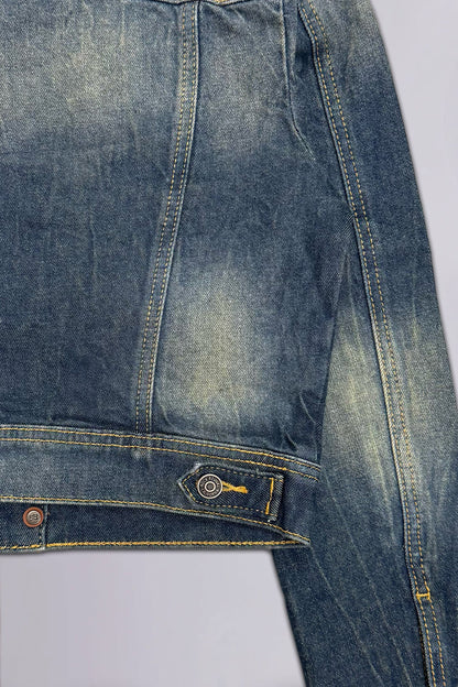 Gwen Cropped Fitted Denim Jacket in Desert Sand