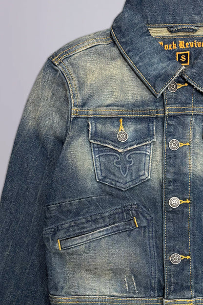 Gwen Cropped Fitted Denim Jacket in Desert Sand