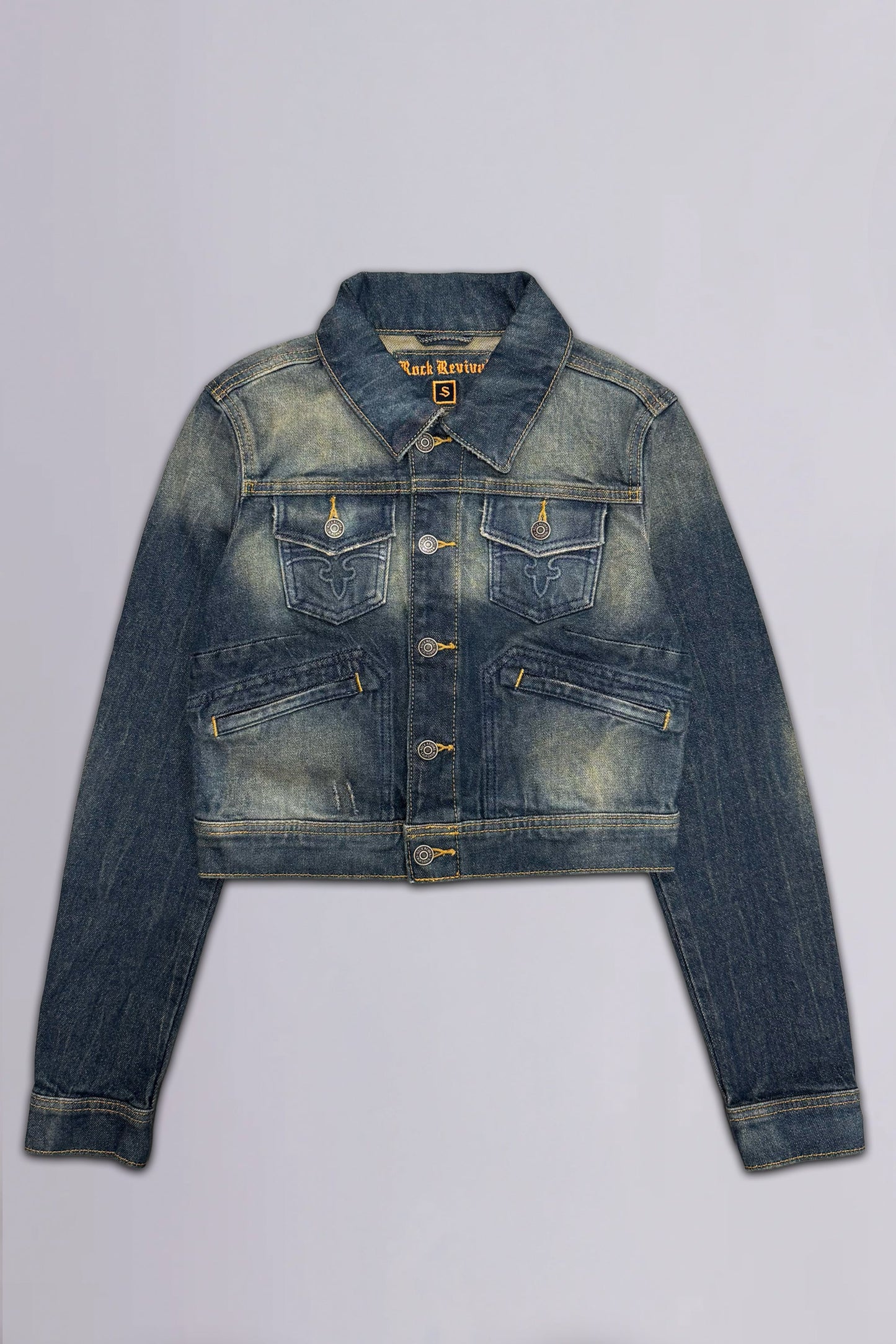 Gwen Cropped Fitted Denim Jacket in Desert Sand