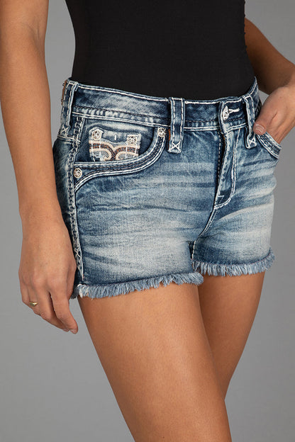 Barbila Denim Shorts in Medium Blue