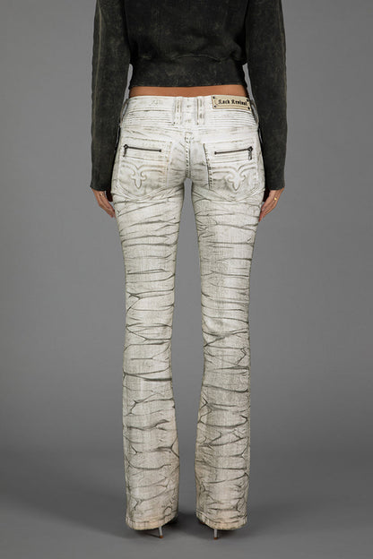 Kamil Super Low-Rise Moto Bootcut Jeans in Riot Frost