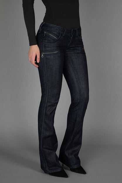 Kamil Super Low-Rise Moto Bootcut Jeans