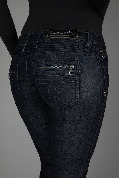 Kamil Super Low-Rise Moto Bootcut Jeans