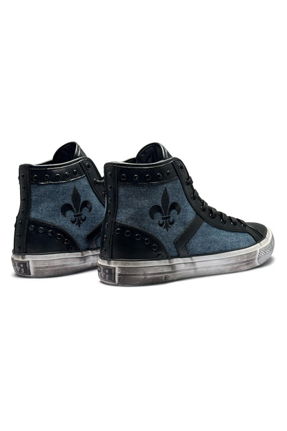Rock Revival Hi-Top Sneakers in Blue Denim