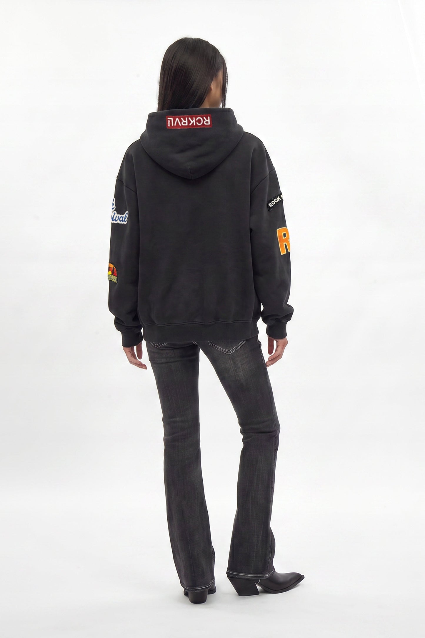 Patchwork Hoodie in Black (W)