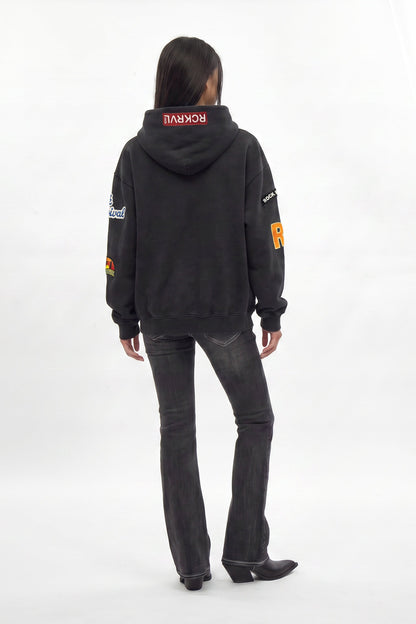 Patchwork Hoodie in Black (W)