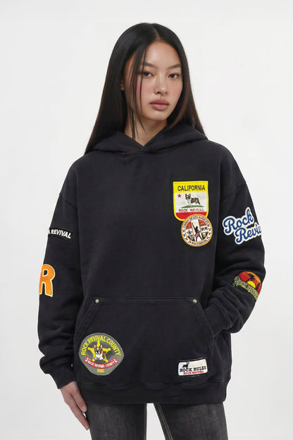 Patchwork Hoodie in Black (W)