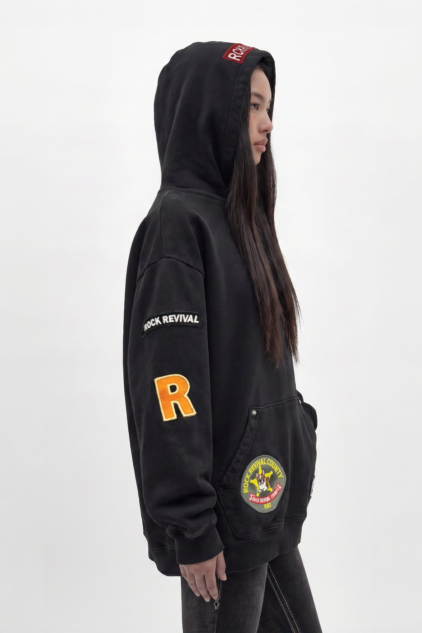 Patchwork Hoodie in Black (W)
