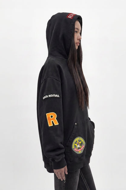 Patchwork Hoodie in Black (W)