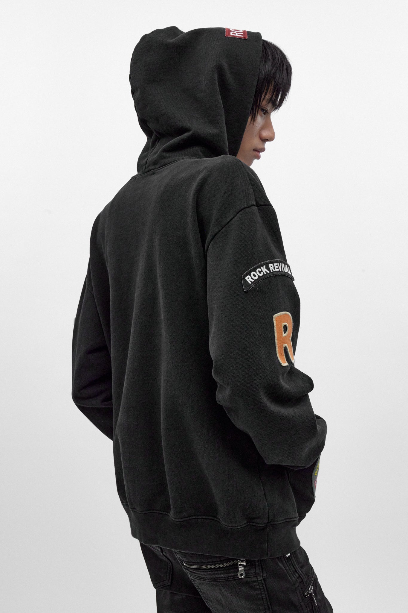 Rock Revival Patchwork Hoodie in Black