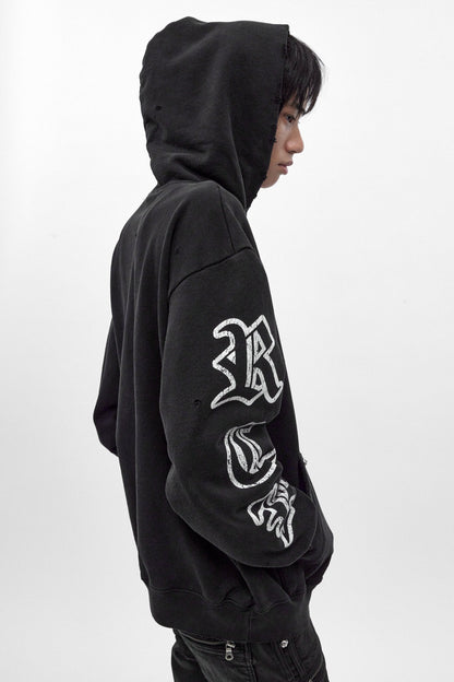 Wing Crest Hoodie in Black