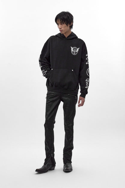Wing Crest Hoodie in Black