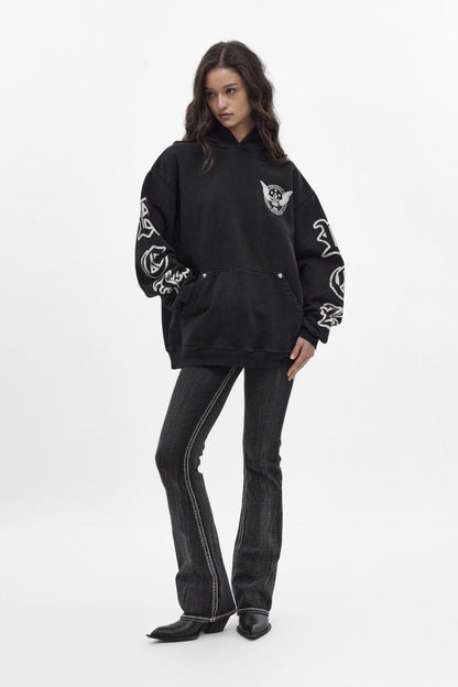 Wing Crest Hoodie in Black (W)