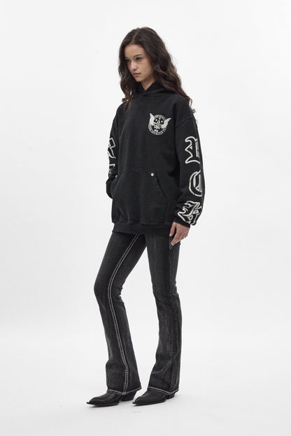 Wing Crest Hoodie in Black (W)