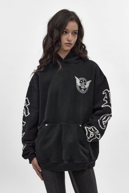 Wing Crest Hoodie in Black (W)