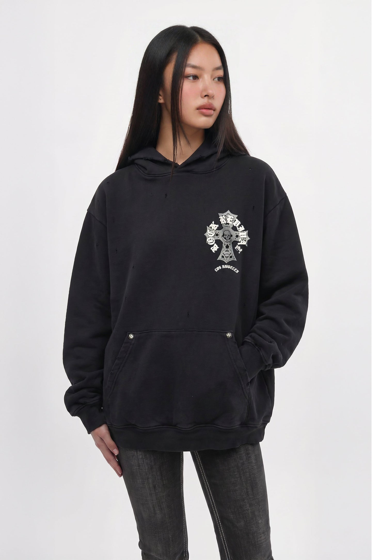 Silent Cross Hoodie in Black (W)