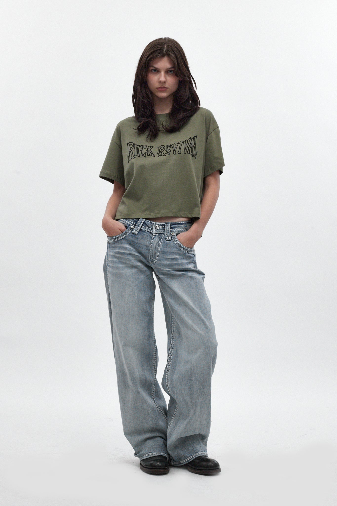 Lakia High Rise Baggy Jeans in Acid Blue