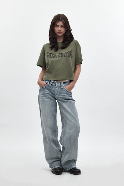 Lakia High Rise Baggy Jeans in Acid Blue