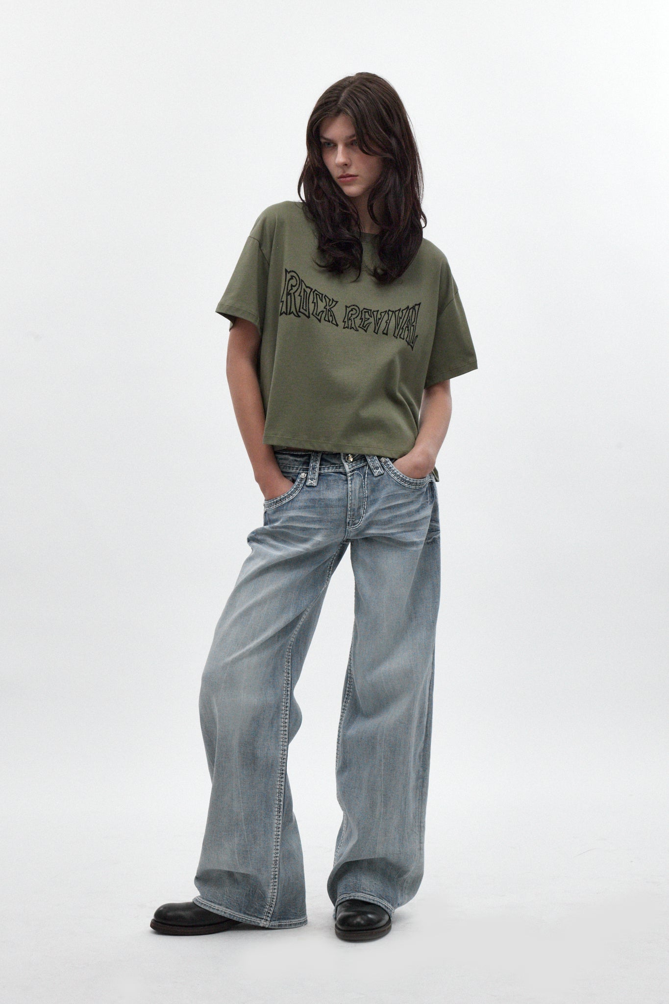 Lakia High Rise Baggy Jeans in Acid Blue