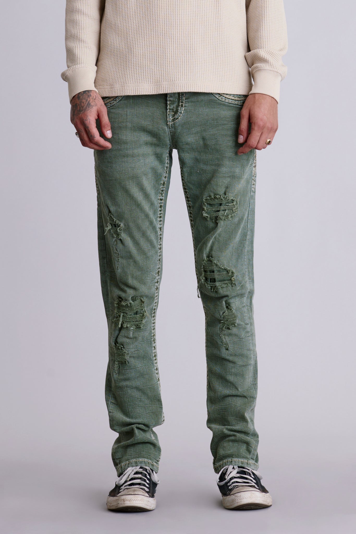 Kinsly Alt Straight Jeans in Green