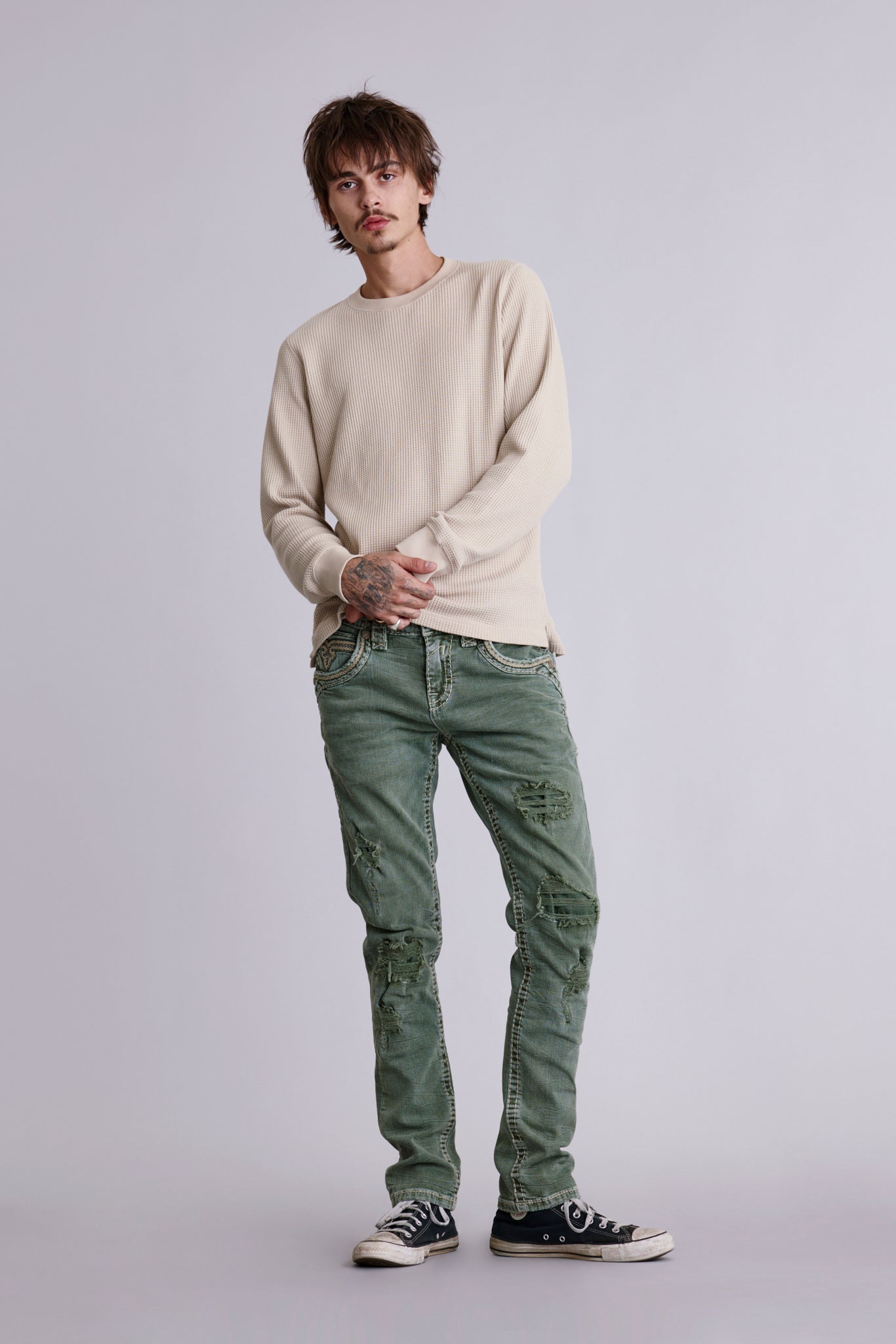 Kinsly Alt Straight Jeans in Green