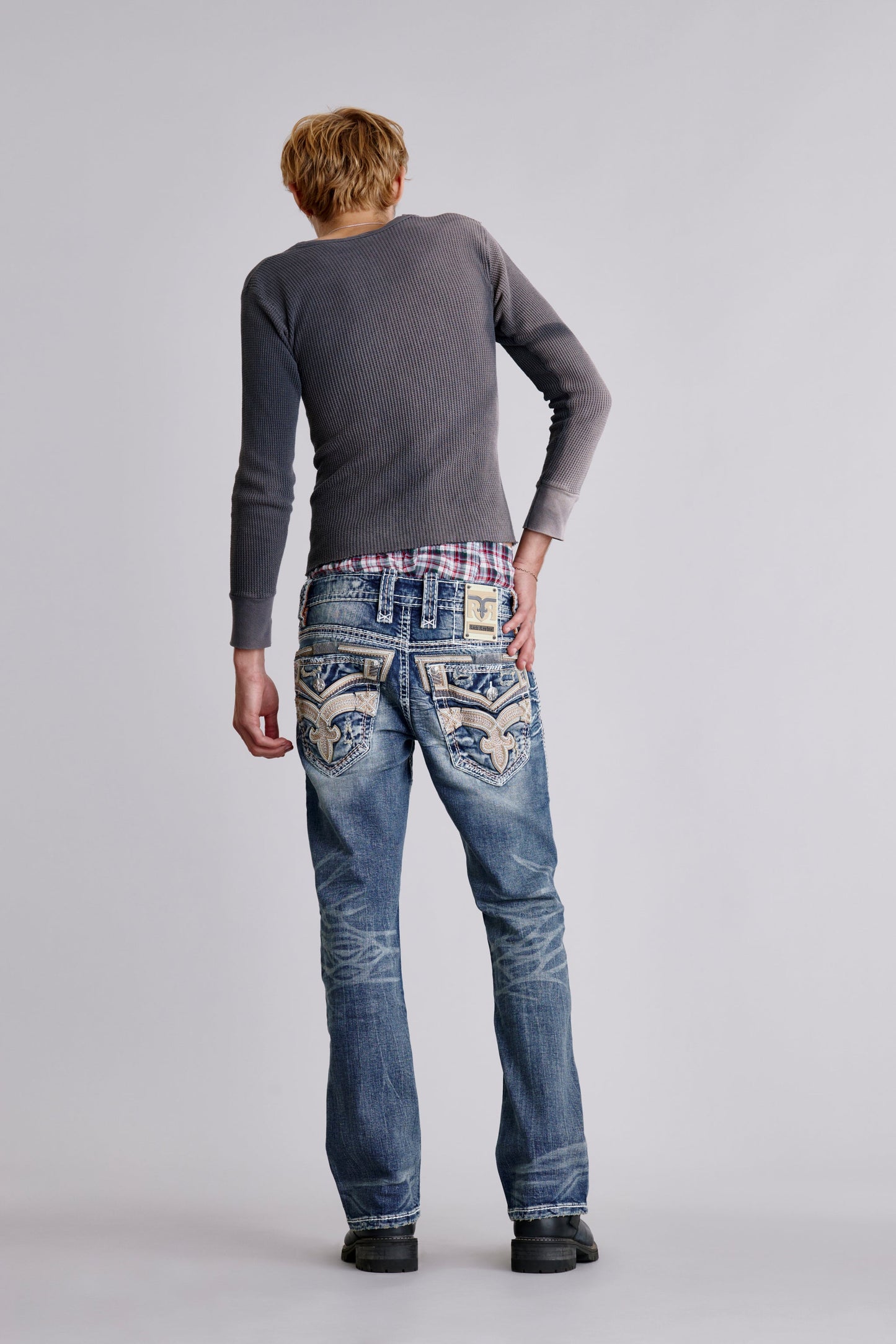 Eggplant Bootcut Jeans in Medium Blue